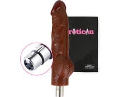 Eroticon Bruine Dildo David - 18.5cm Lang - Tot wel 5cm Dik - Opzetstuk voor Eroticon Seksmachine - Accessoire - 3XLR opzetstuk