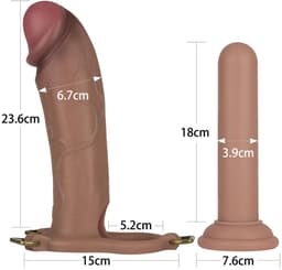 LoveToy - Ingen - Holle Strap-on met Siliconen Staaf – 25 cm - Lichte huidskleur L/XL/2XL — thumbnail 16