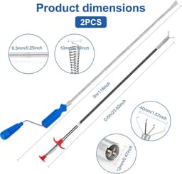 Drain Cleaner, 2 Pieces, Spiral, Drain Cleaner, 3 m and 2 ft, Drain Spiral, Pipe Cleaner, Spiral, Pipe Cleaner, with - ShopVlot — thumbnail 2