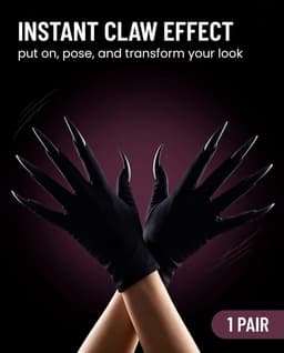 Handschoenen met lange klauwen, cosplay-accessoires voor heks, vampier, demon, raaf, Halloween, kattennagelringen, griezelig kostuum voor vrouwen en mannen — thumbnail 3