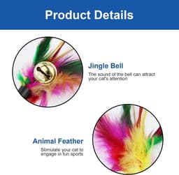 10 stuks kattenhengel, kattenspeelgoed, speelgoed voor katten, kattenhengel, speelgoed, kleurrijke kattenspeelgoed, veren, speelgoed voor katten met bel, voor katten — thumbnail 2