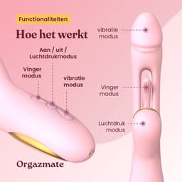 Orgazmate Karins Kietelaar - 3 in 1 Vibrator - Sex Toys voor Vrouwen - Luchtdruk Vibrator - Dildo Vibrator - Clitoris, U & G-spot Stimulator - Seksspeeltjes - 490 Standen - Roze — thumbnail 9