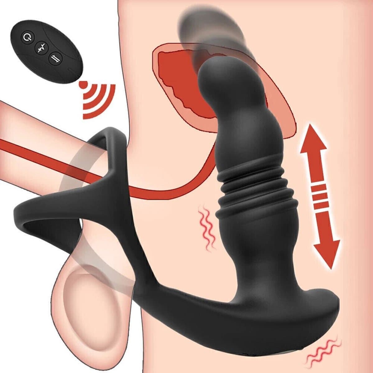 Anale-seks-butt-plug-penisring-mannelijke-prostaat-lul-massage-vibrator-speeltje-voor-mannen — afbeelding 1