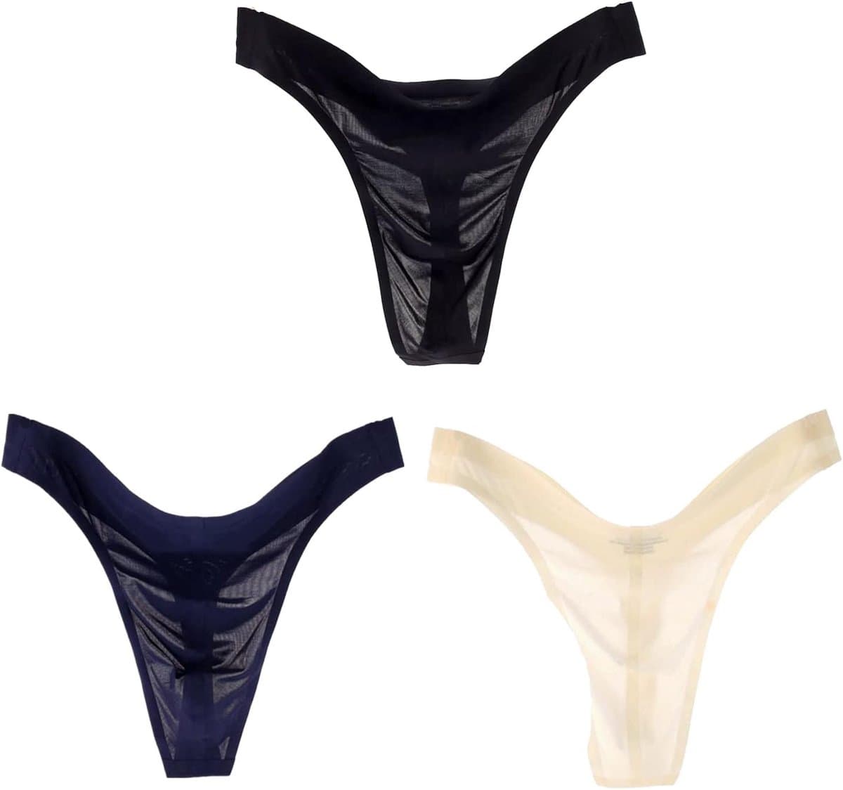 Sexy Heren String Tanga Ondergoed - Low Rise G-String in Ice Silk — afbeelding 1