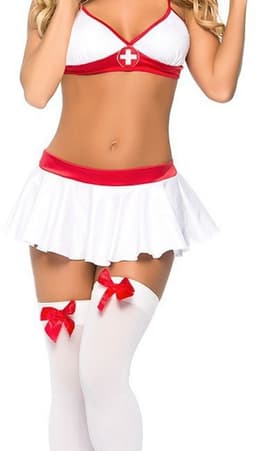 3 Delige Dokter kostuum - Sexy verpleegster pakje plus stockings - Cosplay & Roleplay - Verpleegster pakje - Rollenspel - Dames - sexy lingerie - one size -LOUZIR — thumbnail 6