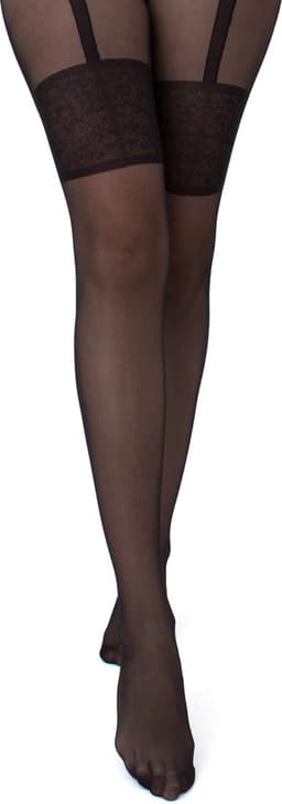 GIULIA Panty - Intimo Noir 20 - Open Kruis Panty - Suspender Panty - Ingebreid Boord - Platte Naden - Versterkte Teen - 20 Den - Large - Zwart — thumbnail 9