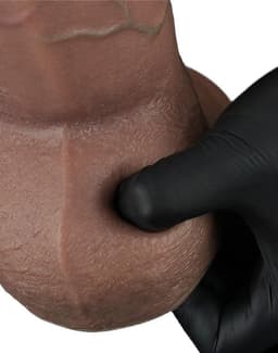 LoveToy - Dubbellaagse siliconen dildo XXL 24.6 cm (Ø 7 cm) - Bruin — thumbnail 6