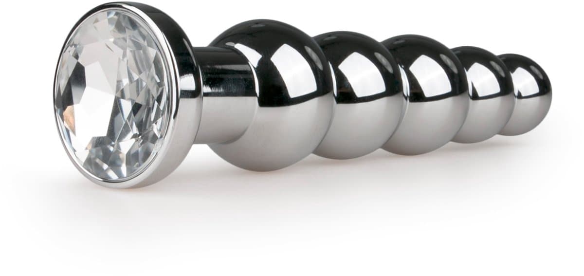 EasyToys - Dunne Buttplug met Kristal - Metalen Buttplug - Buttplugs - Buttplug Metaal - Anal Plug - Sex Toys voor Vrouwen en Mannen - Seksspeeltjes - Zilver — afbeelding 1