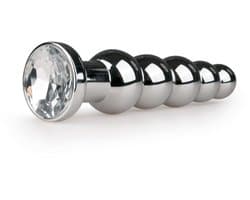 EasyToys - Dunne Buttplug met Kristal - Metalen Buttplug - Buttplugs - Buttplug Metaal - Anal Plug - Sex Toys voor Vrouwen en Mannen - Seksspeeltjes - Zilver