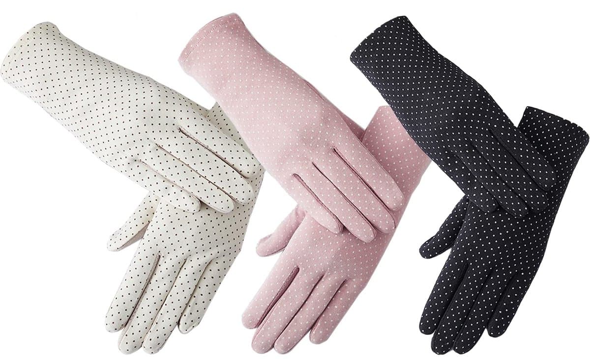 Dailygoods - CHENGZI 3 Paar Vrouwen UV Handschoenen Zon Bescherming Rijden Handschoenen Zomer Sunblock Handschoenen Voor Rijden Outdoor, Roze, Wit, zwart, One Size — afbeelding 1