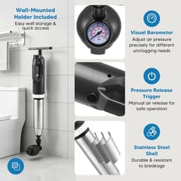 Professional tube cleaner with visual barometer, 4 interchangeable nozzles for pressure tube, drain cleaner for - ShopVlot — thumbnail 2