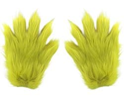Handschoenen, kostuumaccessoires voor Kerstmis | Officiële Grinch-kostuumaccessoires, kersthandschoenen met groen kunstbont, Kerstmis en themafeest