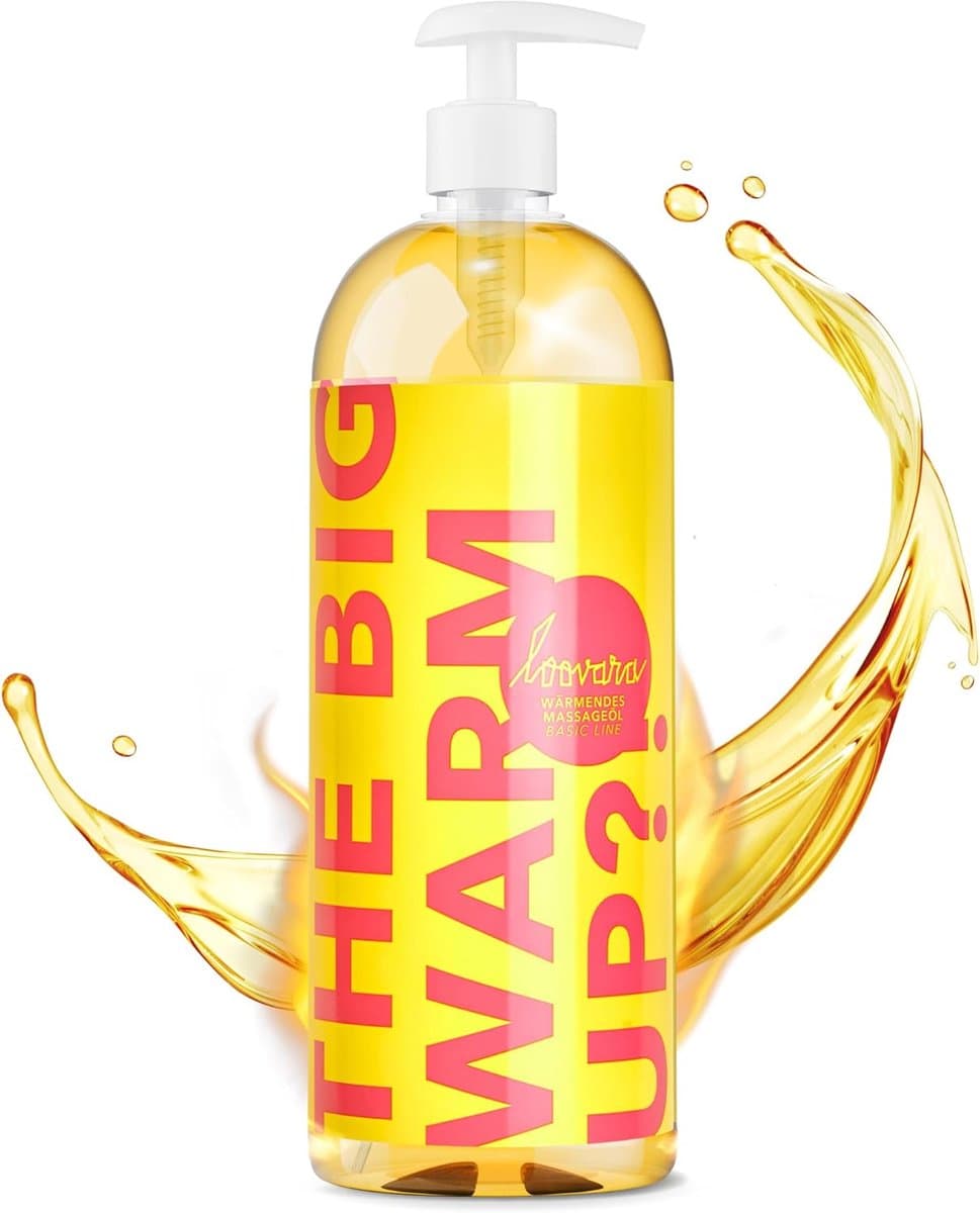 Loovara Massageolie XXL 1000 ml - The Big Warm Up – Erotische verwarmende liefdesolie, met zoete geur voor partnermassage, professionele rug- en shiatsu-massage, natuurlijke oliën — afbeelding 1