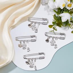 12 stuks broche met heksenhoed en bezem bedelhanger roestvrij staal heks tovenaarshoed ster reversspelden broches met pentagram hanger bedelspeld — thumbnail 3
