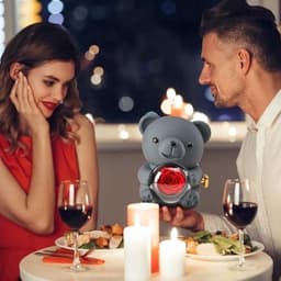 Romantische teddybeer met roos en verborgen sieradendoosje - uniek cadeau voor haar - Valentijnsdag, Moederdag, bruiloften en jubilea — thumbnail 2