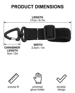 Belt holder 3 pieces black nylon - robust and adjustable clip for work gloves, tactical gloves, garden and safety. - ShopVlot — thumbnail 3