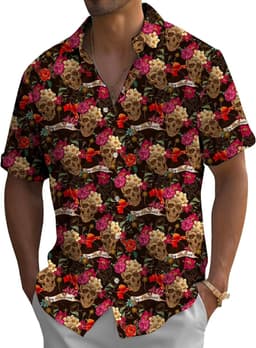 Hawaishirt Heren - Skull Shirt - Feest Kleding - Grafische Print - Korte Mouw - Multicolor — thumbnail 5