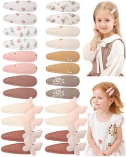 Haarspeldjes Baby Meisje Haarstrikken Clips Bloemenprint Antislip Verpakt Snap Haarspelden Bloem Clips-Licht Solid & Bloemen & Vlinder — thumbnail 1