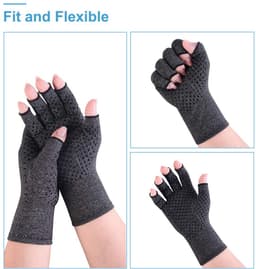 Handschoenen, artrose-handschoenen, compressie handschoenen, vingerloze handschoenen voor pijnverlichting, gaming, typen en warmte voor mannen en vrouwen, antislip, maat S, zwart — thumbnail 3