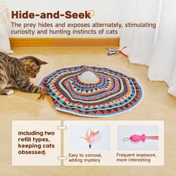 Kattenspeelgoed oplaadbaar, 3-in-1 verstoppertje en zoeken, automatisch interactief plezier, fladderende vlinder, bewegende veer, kittentoverstaf, indoor poesje oefenkicker 22,8 inch hoes — thumbnail 4
