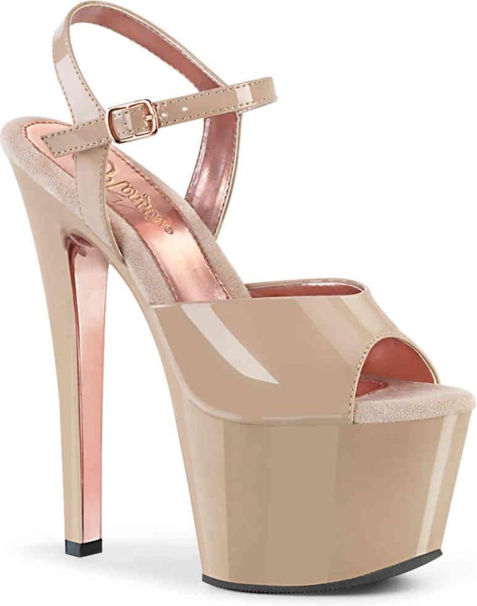 Pleaser - SKY309TT Sandaal met enkelband, Paaldans schoenen - Paaldans schoenen - 37 Shoes - Creme — afbeelding 1