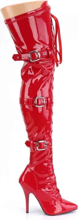 SEDUCE-3028 (EU 44 = US 13) 5 Heel Ribbon Stretch Thigh High Boot w/ Grommet — thumbnail 5