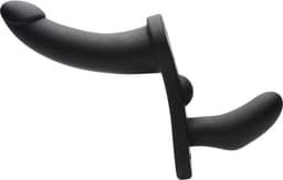 Double Take - Dubbele Vibrerende Strap-On - Zwart — thumbnail 4