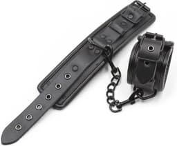 Banoch - enkelboeien van pu leer gevoerd - zwart - bondage — thumbnail 3