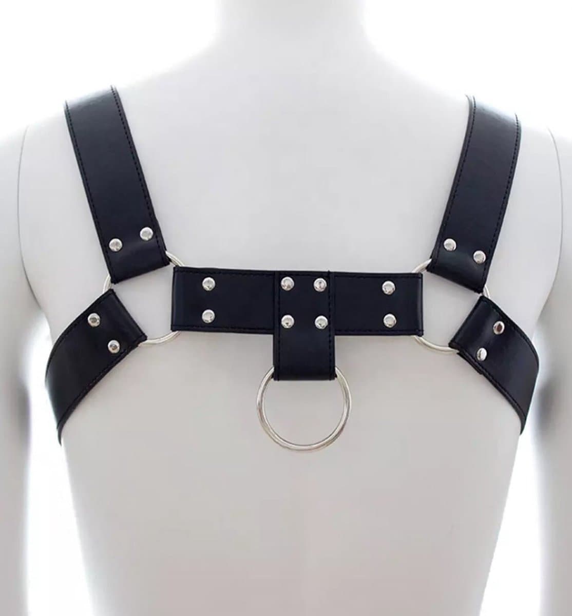 Fixxx - Verstelbaar Schouder Harnas met D-ringen - PU-Leer - One Size - Zwart — afbeelding 1