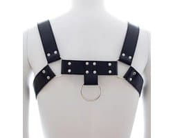 Fixxx - Verstelbaar Schouder Harnas met D-ringen - PU-Leer - One Size - Zwart