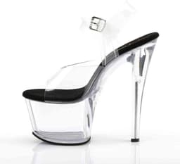 Pleaser - SKY-308 Sandaal met enkelband, Paaldans schoenen - Paaldans schoenen - 45 Shoes - Zwart/Transparant — thumbnail 3