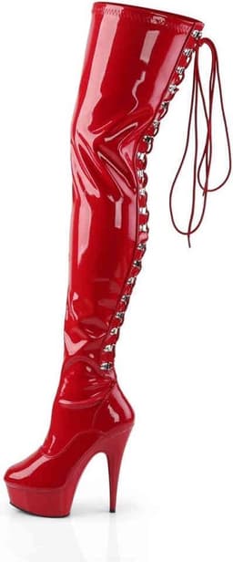 EU 39 = US 9 | DELIGHT-3063 | 6 Heel, 1 3/4 PF Back Lace Thigh Boot, Side Zip — thumbnail 4