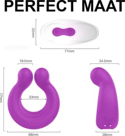 Aii Cockring Vibrerend met afstandsbediening + Gratis Opbergtas - 9 standen clitoris stimulator - Penisring - Vibrerende cockring – Sex Toys voor Vrouwen en Mannen - Seksspeeltjes - paars — thumbnail 3