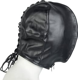 Banoch | Masker Close Up | zwart imitatie leer | Bondage — thumbnail 7