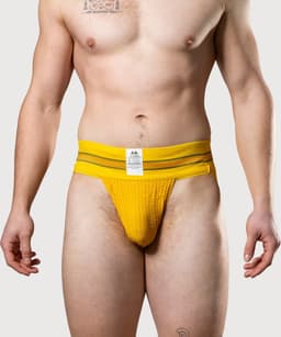 MM Sports The Original No. 10 Swimmer/Jogger Jockstrap 3 inch Yellow - MAAT L - Heren Ondergoed - Jockstrap voor Man - Mannen Jock — thumbnail 3