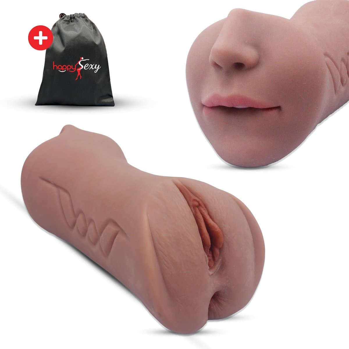 HappySexy Pocket Pussy 3 in 1 Masturbator - Inclusief Gratis Opbergzakje - Sex Toys Voor Mannen - Kuntkut Anaal Deepthroat Blowjob - Kunst Vagina Realistisch — afbeelding 1