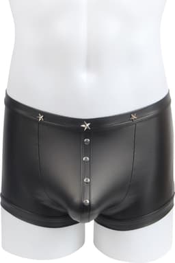 Zwarte sexy leren heren boxershorts - maat L/XL - black sexy leather men boxers underwear -BDSM - clubwear heren ondergoed erotiek mannen boxer — thumbnail 5