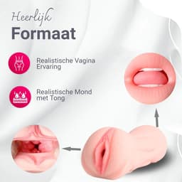 Rosebay - 2-1 Mond & Pussy Masturbator - Masturbator voor Man - Pocket Pussy - Sex Toys voor Mannen - Wit - Met Opbergzakje — thumbnail 2