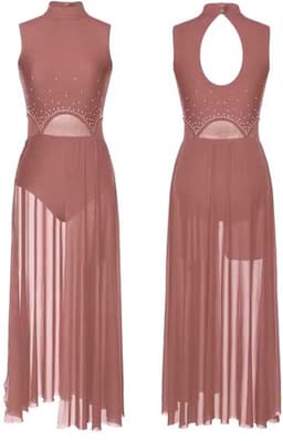 Sexy Dansjurk Dames – Roze Bodysuit jurk – Lange Rok - Feest - Festival — thumbnail 4