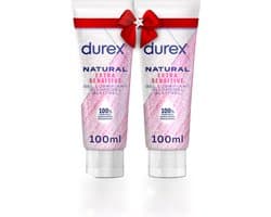 Durex Glijmiddel Natural - Extra Sensitive - 100% natuurlijk - 100ml x2 - Cadeau voor man en vrouw