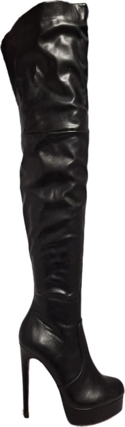 JUMEX-EROTISCHE-OVER DE KNIE LAARS - BLACK-LEDERLOOK-RODE ZOOL-37 — thumbnail 1