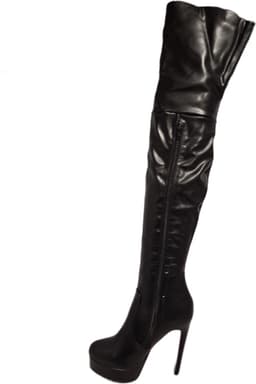 JUMEX-EROTISCHE-OVER DE KNIE LAARS - BLACK-LEDERLOOK-RODE ZOOL-37 — thumbnail 2