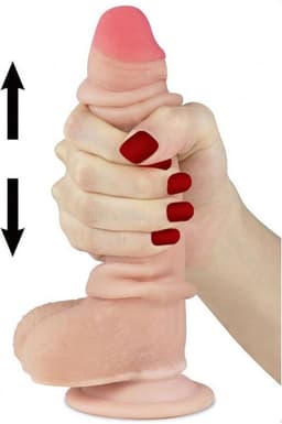 Lovetoy Dildo met glijdende huid 18 cm - blanke beige — thumbnail 4