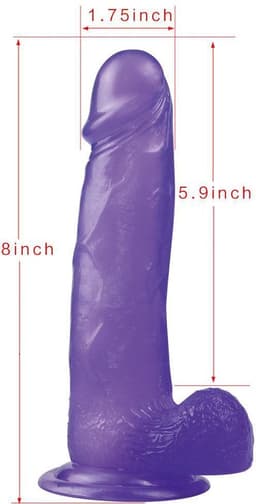 Jelly Studs Crystal Dildo 20 x 4.5 cm - paars — thumbnail 4