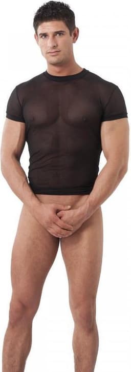 Sexy transparant herenshirt - zwart - maat S/M — thumbnail 2