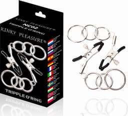 Kinky Pleasure - Tripple O'ring - NC02 - Nipple Clamps - Tepel klem - tepel klemmen - Metaal — thumbnail 3