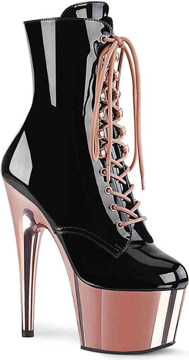 Pleaser - ADORE-1020 Plateau Laarzen, Paaldans schoenen - Paaldans schoenen - 42 Shoes - Zwart/Roze — afbeelding 1
