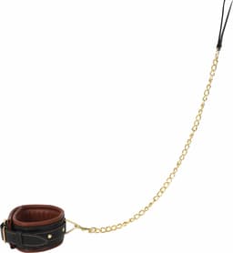 Banoch - Collar & leash Gold - Halsband en Riem - cognac bruin met goud - bondage — thumbnail 11