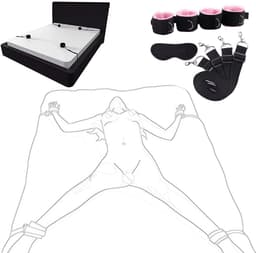longziming-Bondage Set - Handboeien - Sex Toys voor Koppels - Vastbinden - 7-delige BDSM set met oogmasker - Verstelbaar - Comfortabel pluche - Voor beginners en gevorderden - Roze — thumbnail 2