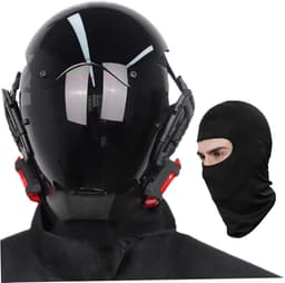Futuristisch LED Cyberpunk Masker Rood Licht - Verstelbaar Cosplay Helm voor Feest en Disco — thumbnail 3